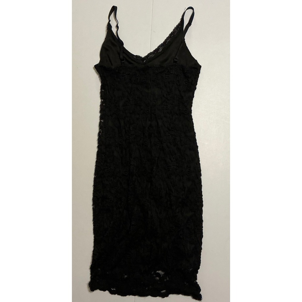 VTG Y2K Bailey Blue Whimsigoth Lace Bodycon Dress Blk V‎ Neck Mini Sleeveless Sm